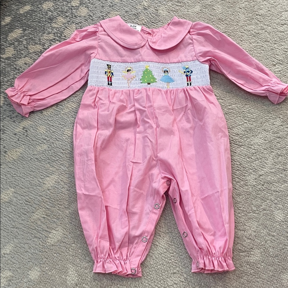 Pink Baby Romper with Embroidered Design